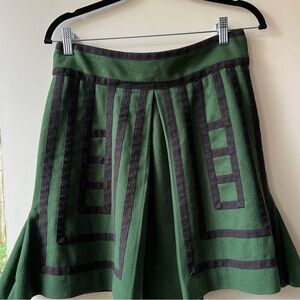 Maeve x Anthropologie Tsuga wool size 2 green & black skirt